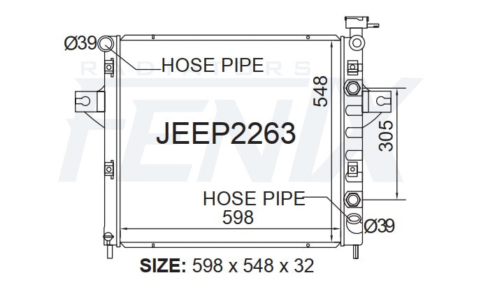 Jeep WJ Grand Cherokee 4.7l V8 Radiator (APR/1999 - DEC/2000) — JEEP2263-PA32A — manufacturer main image