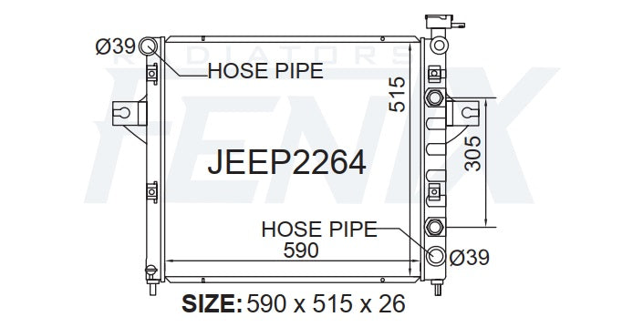 Jeep WJ-WG Grand Cherokee 4.7l V8 Radiator (JAN/2001 - MAY/2005) — JEEP2264-PA26A — manufacturer main image