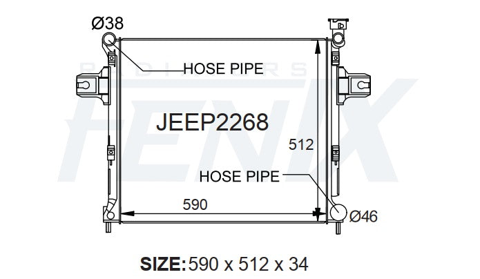 Jeep WH Grand Cherokee Petrol Radiator (JUN/2005 - JAN/2011) — JEEP2268-PA32A — manufacturer main image