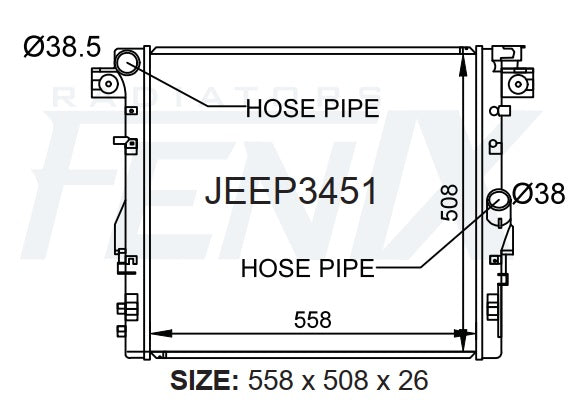 Jeep JK Wrangler 6cyl Petrol Radiator (MAR/2007 - APR/2018) — JEEP3451-PA26M — manufacturer main image