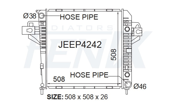 Jeep Cherokee KJ 3.7L 6cyl Petrol No Filler Cap Radiator (SEP/2001 - FEB/2008) — JEEP4242-PA26A — manufacturer main image