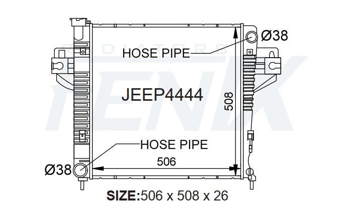 Jeep Cherokee KJ 2.4L Petrol Radiator (SEP/2001 - FEB/2008) — JEEP4444-PA26M — manufacturer main image