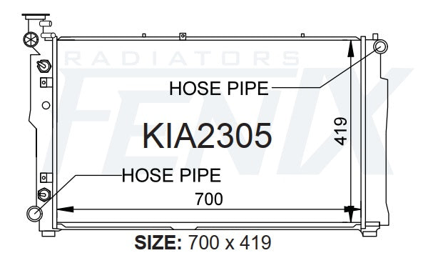 Kia KV11 Carnival Radiator (SEP/1999 - FEB/2007) — KIA2305-PA26A — manufacturer main image