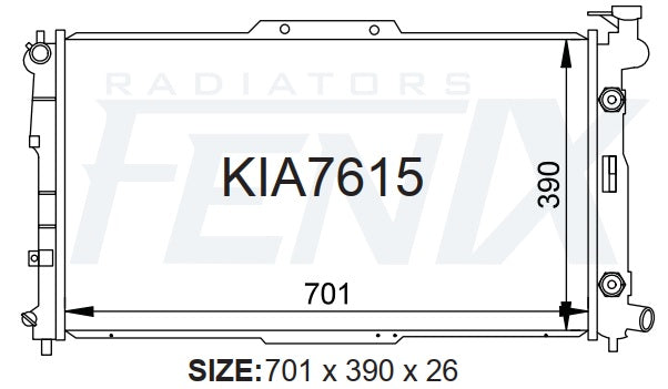 Kia Credos Radiator (JUL/1996 - MAY/2001) — KIA7615-PA26A — manufacturer main image