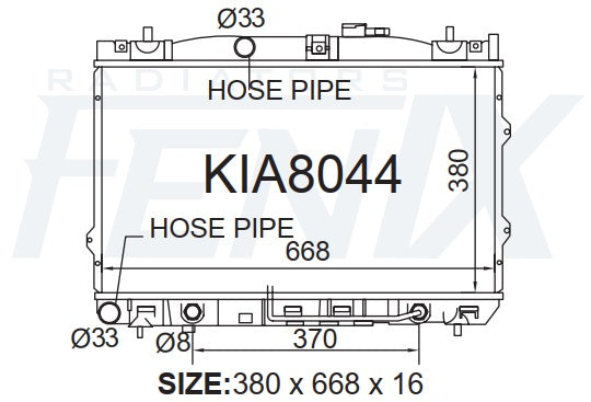 Kia LD Cerato Radiator (MAR/2004 - JUL/2009) — KIA8044-PA16A — manufacturer main image