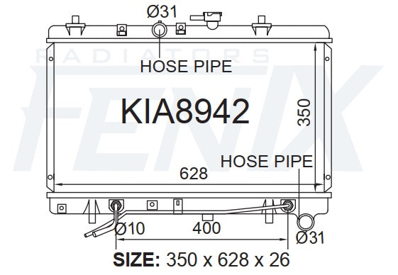 Kia BC Rio Radiator (JAN/2003 - JUL/2005) — KIA8942-PA26A — manufacturer main image