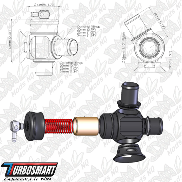Kompact Dual Port Blow Off Valve suit 25mm Inlet Fitting