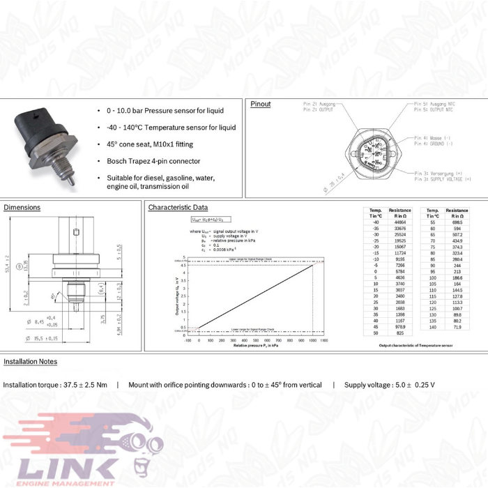 Link Combined Pressure and Temperature Sensor (CPTS)