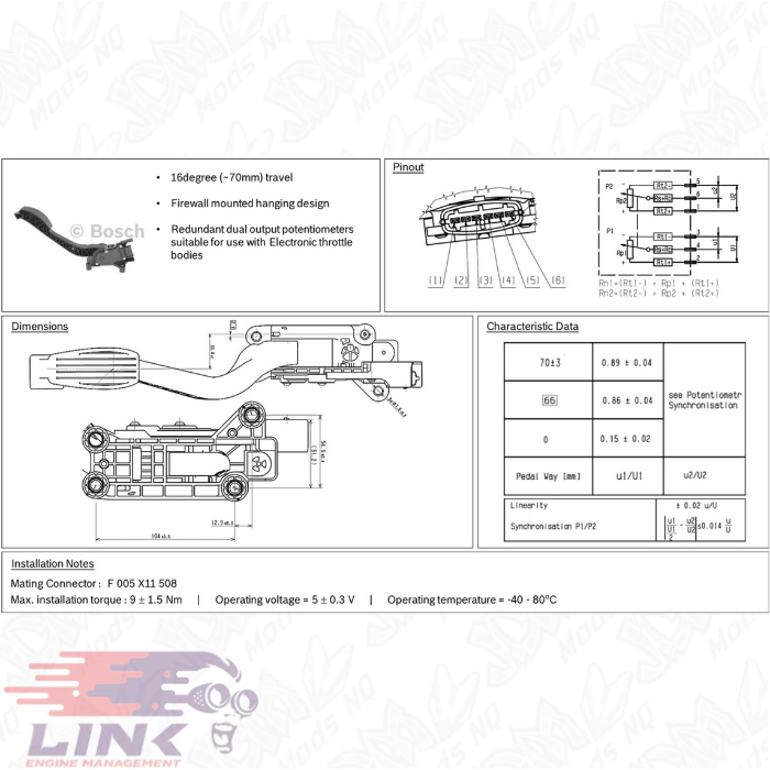 Link E-Throttle Accelerator Pedal Module (PED)