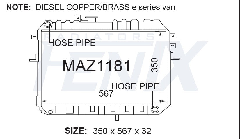 Mazda E2200 Diesel Radiator (FEB/1984 - AUG/1997) — MAZ1181-PA32M — manufacturer main image