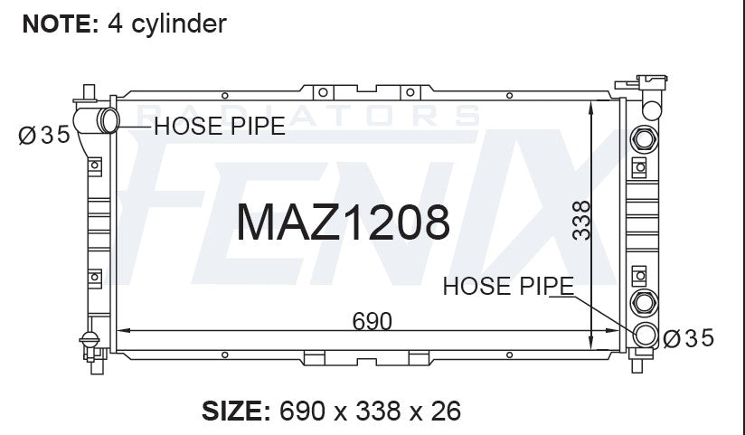 Ford Telstar Radiator (JAN/1992 - NOV/1996) — MAZ1208-PA26A — manufacturer main image