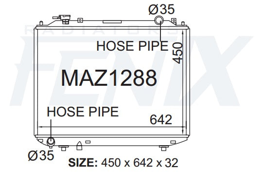 Fenix Mazda UF-UN Bravo Radiator (Heavy Duty, APR/1996 - NOV/2006) | MAZ1288-PA32A — Australian manufacturer image