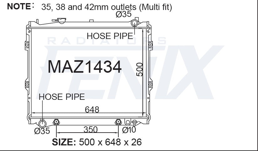 Mazda MPV LV Radiator (APR/1996 - SEP/1999) — MAZ1434-PA26A — manufacturer main image