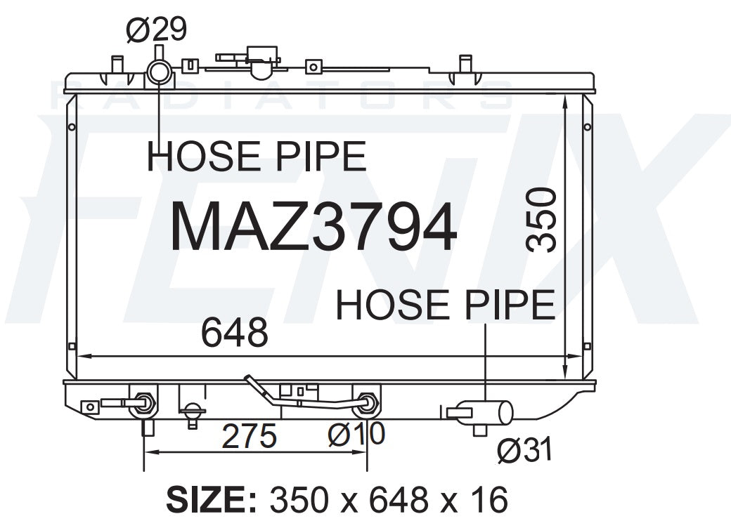 Mazda 121 DB Radiator (NOV/1990 - AUG/1997) — MAZ3794-PA16A — manufacturer main image