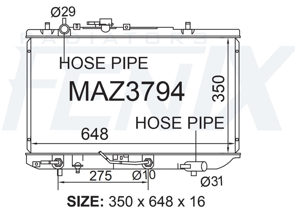 Mazda 121 DB Radiator (NOV/1990 - AUG/1997) — MAZ3794-PA16A — manufacturer main image