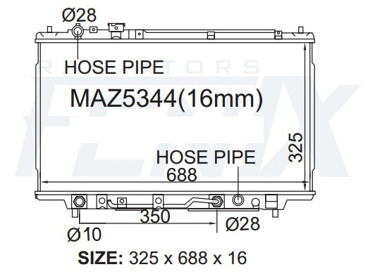 Fenix Mazda 323 BA Radiator (AUG/1994 - SEP/1998) | MAZ5344-PA16A — Australian manufacturer image
