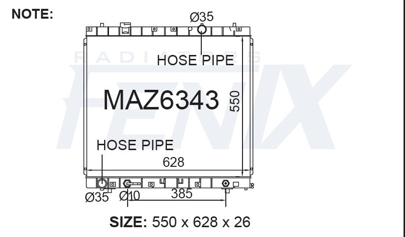 Mazda Bongo Frendee Radiator (JUN/1995 - SEP/2004) — MAZ6343-PA26A — manufacturer main image