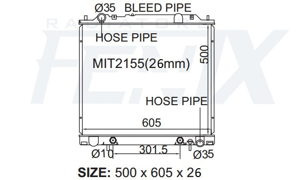 Fenix Mitsubishi Express WA Radiator | MIT2155-PA26A — Australian manufacturer image