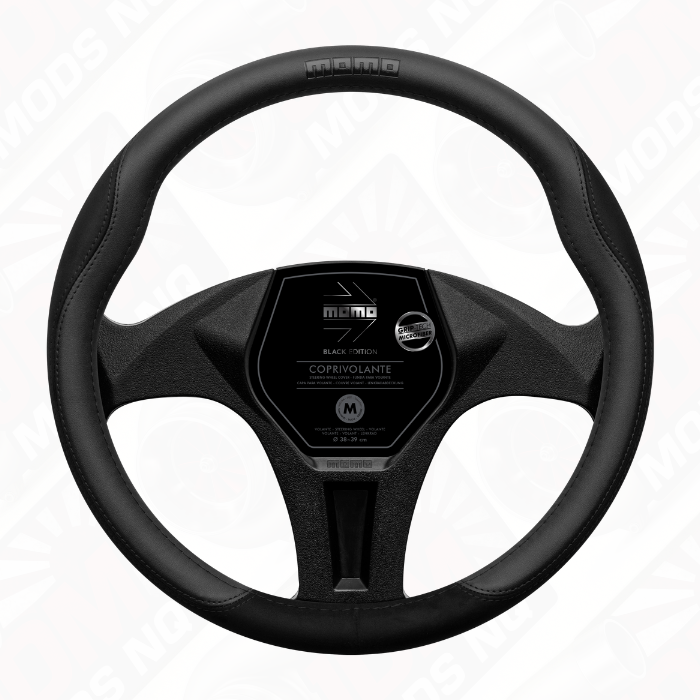 MOMO Comfort Microfibre Black Edition Steering Wheel Cover (M)