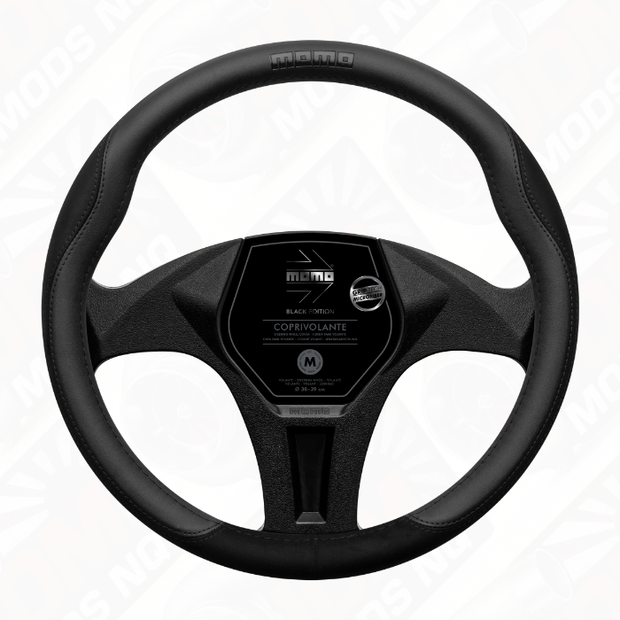 MOMO Comfort Microfibre Black Edition Steering Wheel Cover (M)