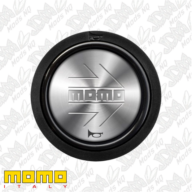 MOMO ARROW Shiny Silver Flat Lip 2 Point Horn Button
