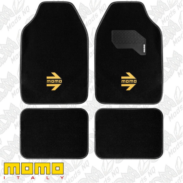 MOMO Arrow Floor Mats Black/Yellow (Set of 4)