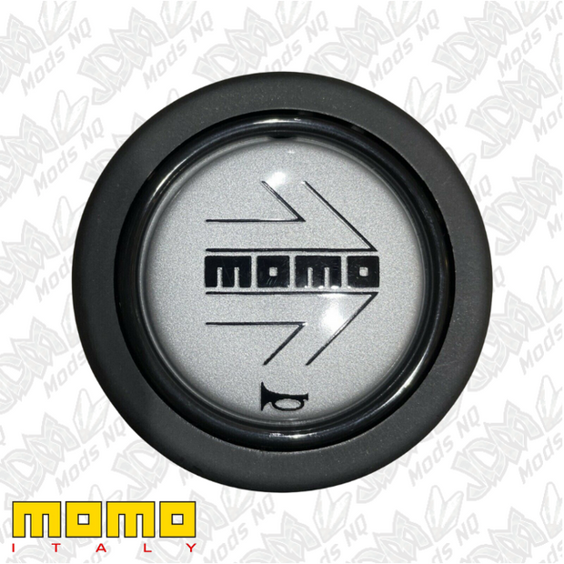MOMO Black Arrow Over Silver Round Lip Horn Button