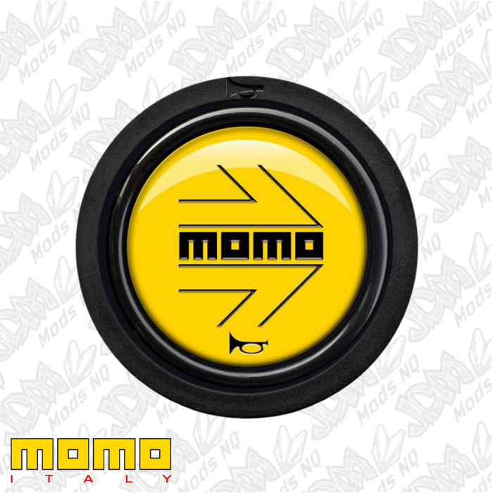 MOMO Black Arrow Over Yellow Flat Lip Horn Button