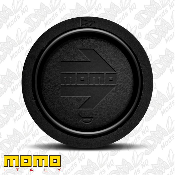 MOMO Black Leather Embossed Flat Lip 2 Point Horn Button