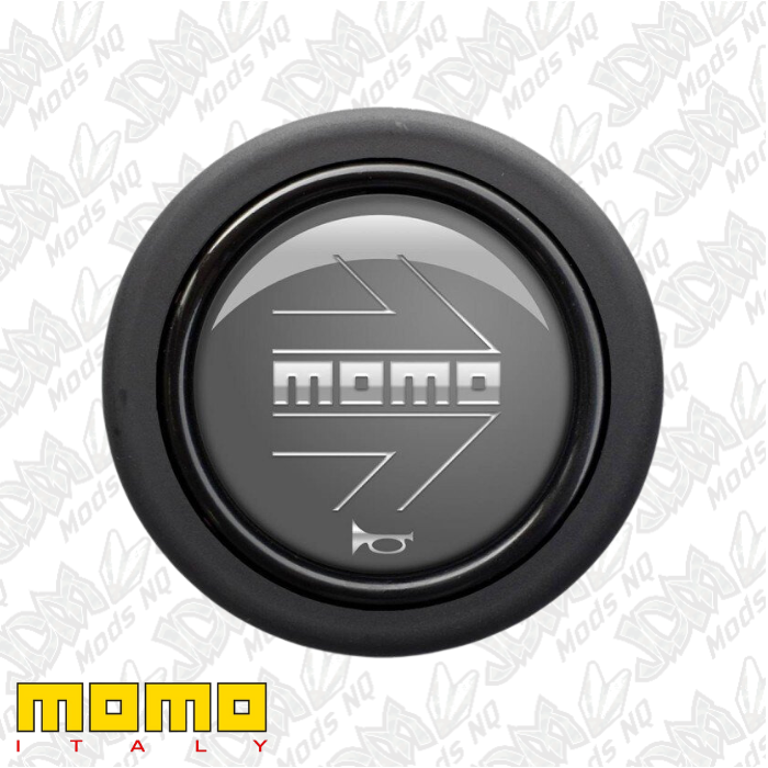 MOMO Chrome Arrow Over Anthracite Round Lip 2 Point Horn Button