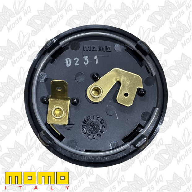 MOMO HDT Black and Red Round Lip Horn Button