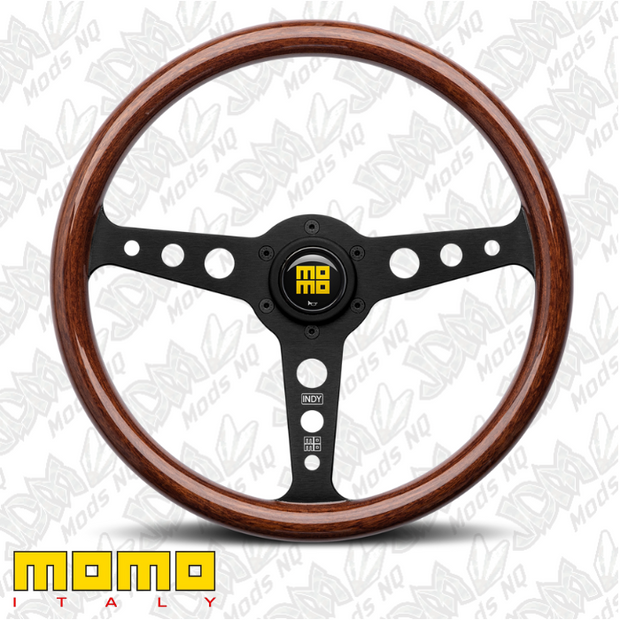 MOMO Indy Heritage Black Wood 350mm Steering Wheel