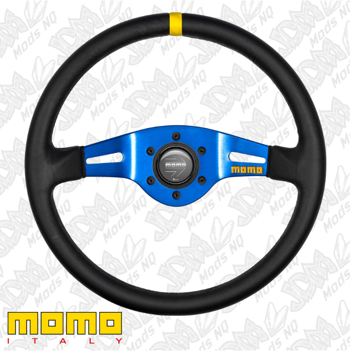 MOMO MOD.03 Black Blue Leather 350mm Steering Wheel