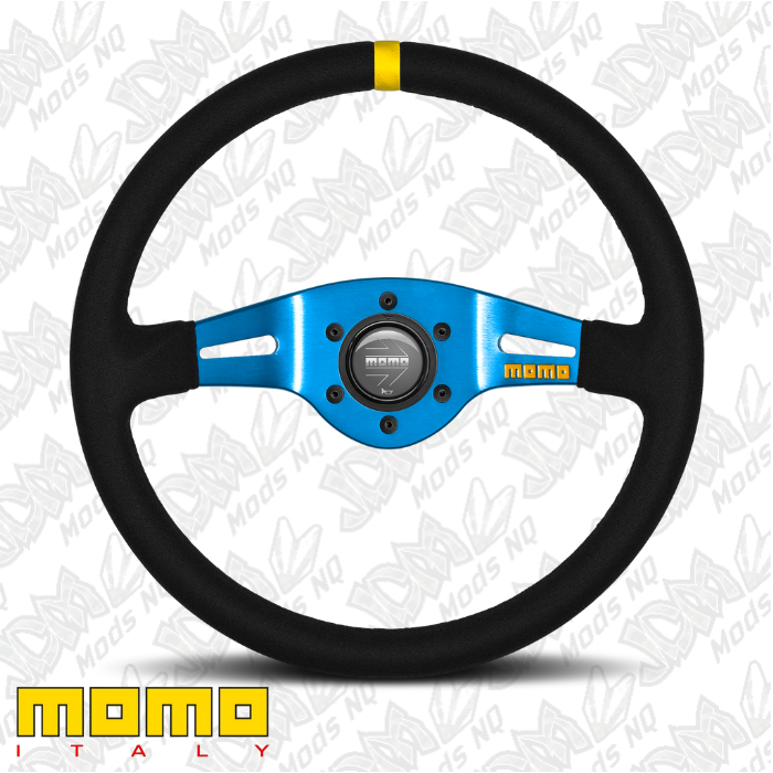 MOMO MOD.03 Black Blue Suede 350mm Steering Wheel