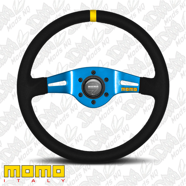 MOMO MOD.03 Black Blue Suede 350mm Steering Wheel