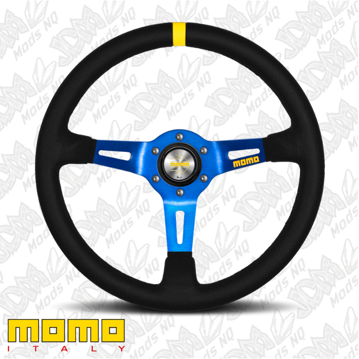 MOMO MOD.08 Black Blue Suede 350mm Steering Wheel