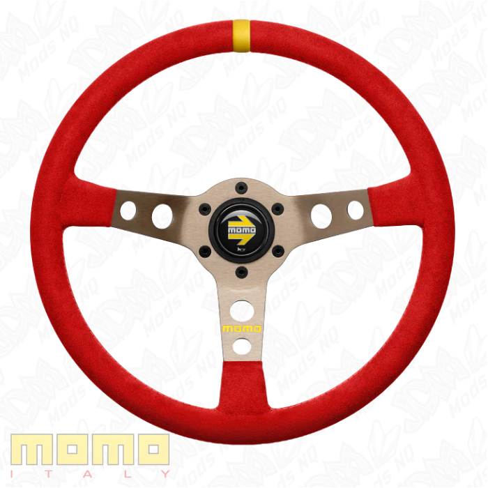 MOMO MOD 07 Red Microfibre Anthracite Spokes 350mm Steering Wheel