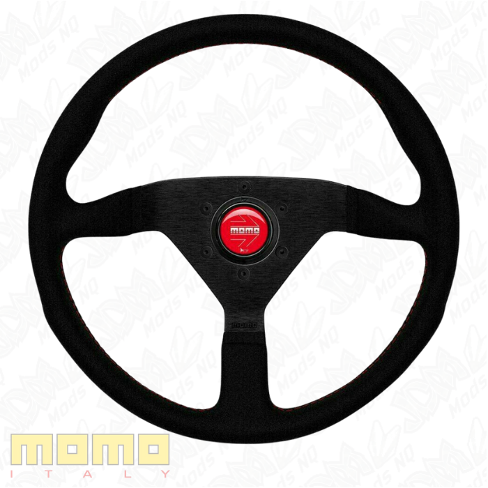MOMO Montecarlo Black Alcantara With Red Stitching 320mm Steering Wheel