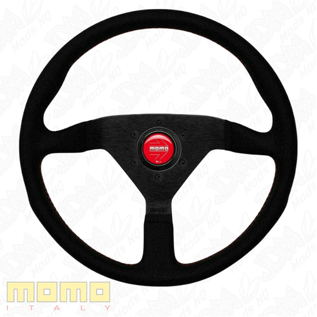 MOMO Montecarlo Black Alcantara With Red Stitching 350mm Steering Wheel