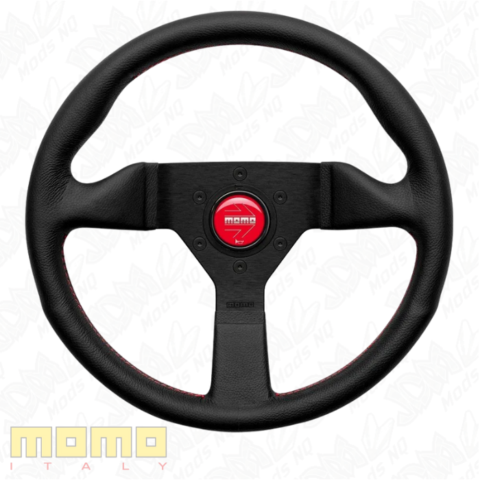 MOMO Montecarlo Black Leather With Red Stitching 320mm Steering Wheel