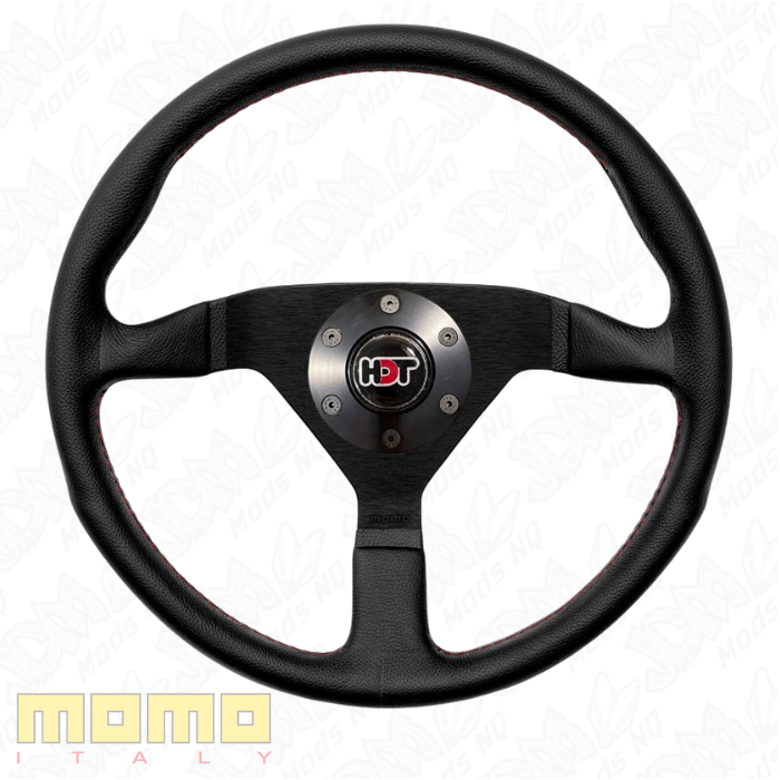MOMO Montecarlo Black Leather With Red Stitching 350mm Steering Wheel HDT 4805 Hub