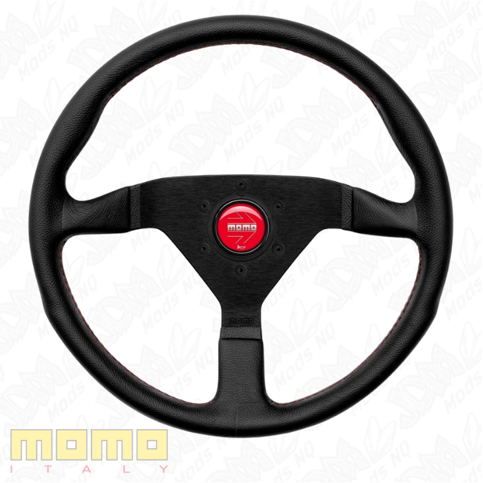 MOMO Montecarlo Black Leather With Red Stitching 350mm Steering Wheel