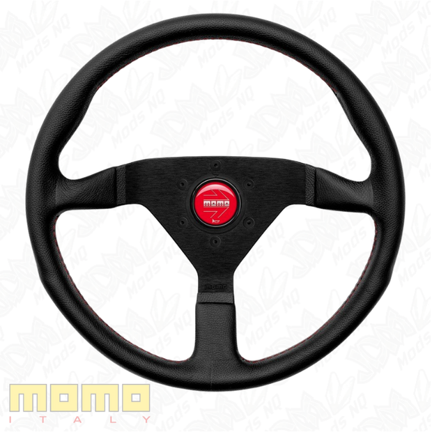 MOMO Montecarlo Black Leather With Red Stitching 350mm Steering Wheel