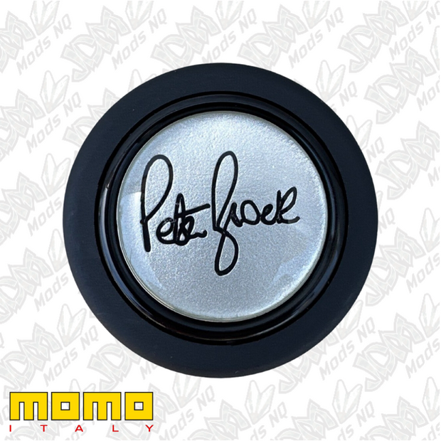 MOMO Peter Brock Black and Silver Round Lip Horn Button