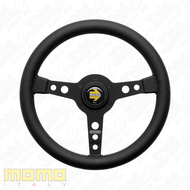 MOMO Prototipo Black Spokes Black Leather 320mm Steering Wheel