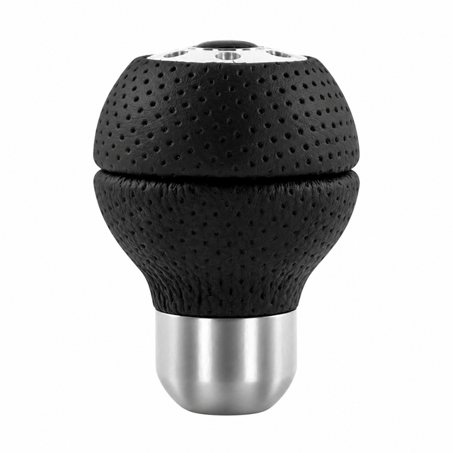 MOMO Race full black airleather gear knob with silver base