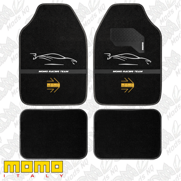 MOMO Racing Floor Mats Black/White (Set of 4)