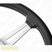 MOMO Retro Silver Spokes Black Leather 360mm Steering Wheel