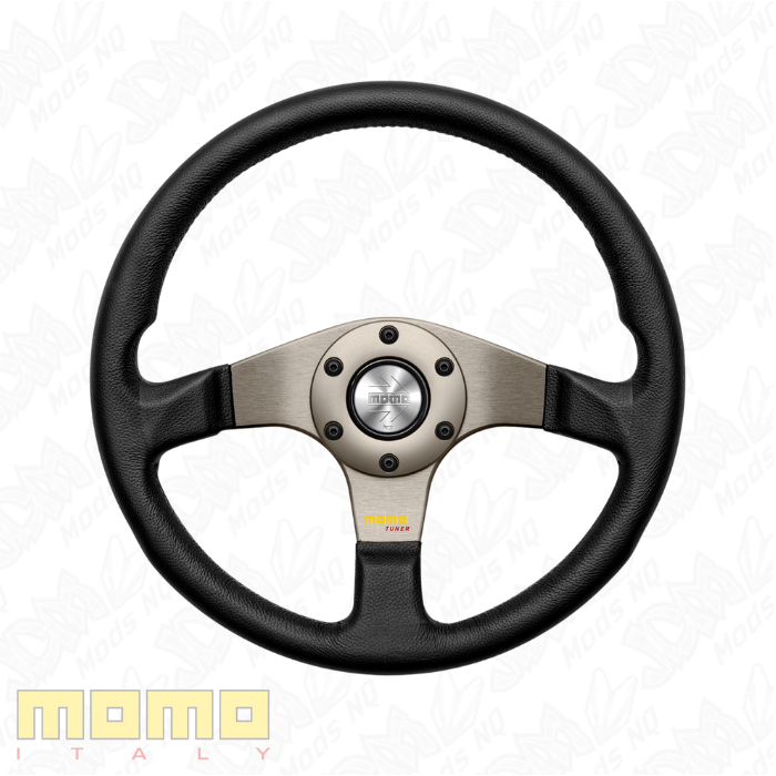 MOMO Tuner Anthracite Black Leather 320mm Steering Wheel