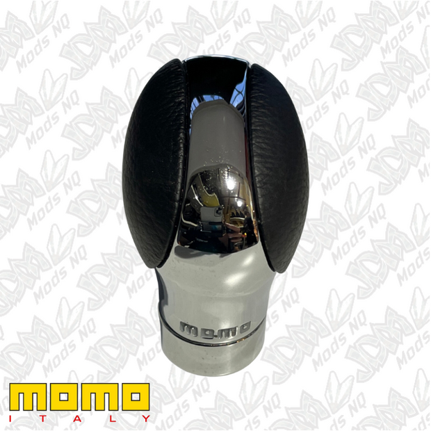 Momo Gear Knob Cobra Black Leather Chrome